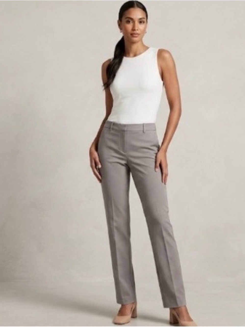 Banana Republic Straight-Leg Trousers in Light Gray
